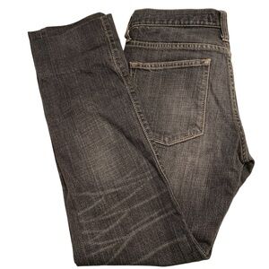 Vintage Black Dark Wash Denim Slim Fit Jeans Distressed with Fade Lines 31x28